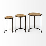Mercana Glover (Set of 3) 20L x 20W Brown Wood Round Top W/Metal Nesting Accent Tables