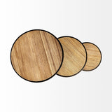 Mercana Glover (Set of 3) 20L x 20W Brown Wood Round Top W/Metal Nesting Accent Tables