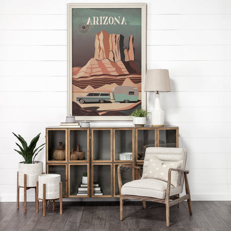 Mercana Groot Set of Two 11.8 x 23 Eggshell Ceramic Wooden Base Plant Stands