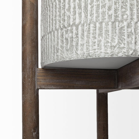 Mercana Groot Set of Two 11.8 x 23 Eggshell Ceramic Wooden Base Plant Stands