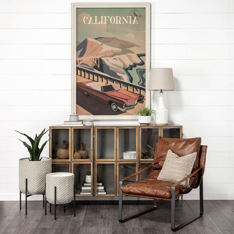 Mercana Mabel Set of Two 15.4 x 24.8 Eggshell Metal Top W/ Black Iron Base Plant Stands