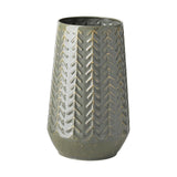Mercana Gemma III Metal Glossy Green/Gray Chevron Vase