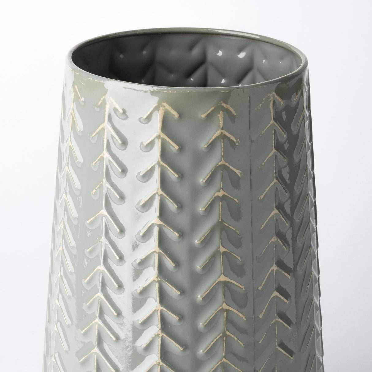 Mercana Gemma III Metal Glossy Green/Gray Chevron Vase