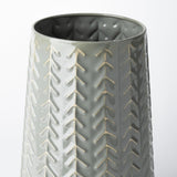 Mercana Gemma III Metal Glossy Green/Gray Chevron Vase