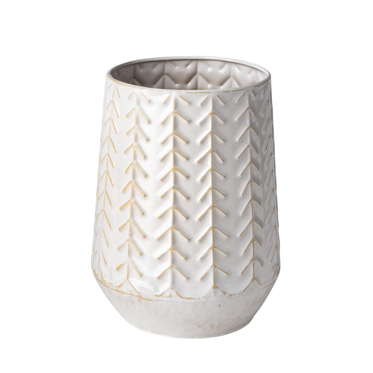 Mercana Gemma II Metal Glossy White Chevron Vase