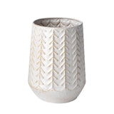 Mercana Gemma II Metal Glossy White Chevron Vase