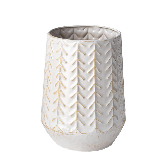 Mercana Gemma II Metal Glossy White Chevron Vase