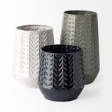Mercana Gemma II Metal Glossy White Chevron Vase