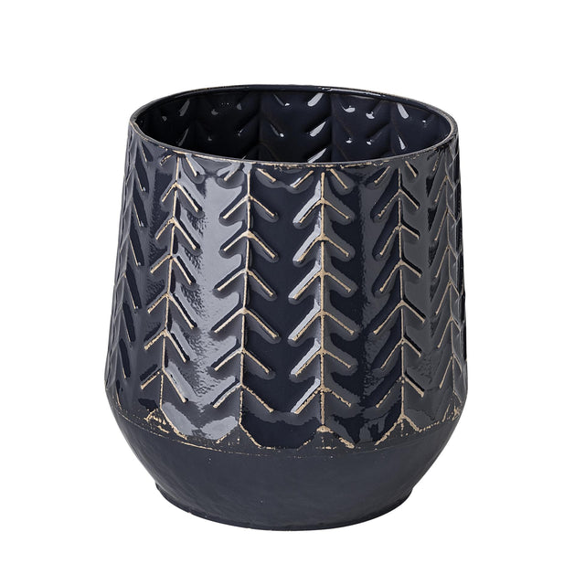Mercana Gemma I Metal Glossy Dark Blue Chevron Vase