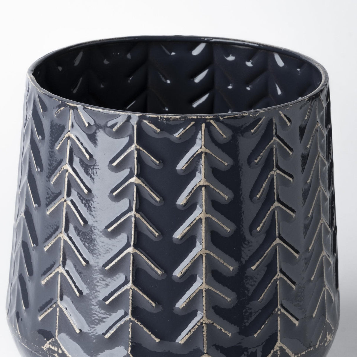 Mercana Gemma I Metal Glossy Dark Blue Chevron Vase
