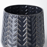Mercana Gemma I Metal Glossy Dark Blue Chevron Vase