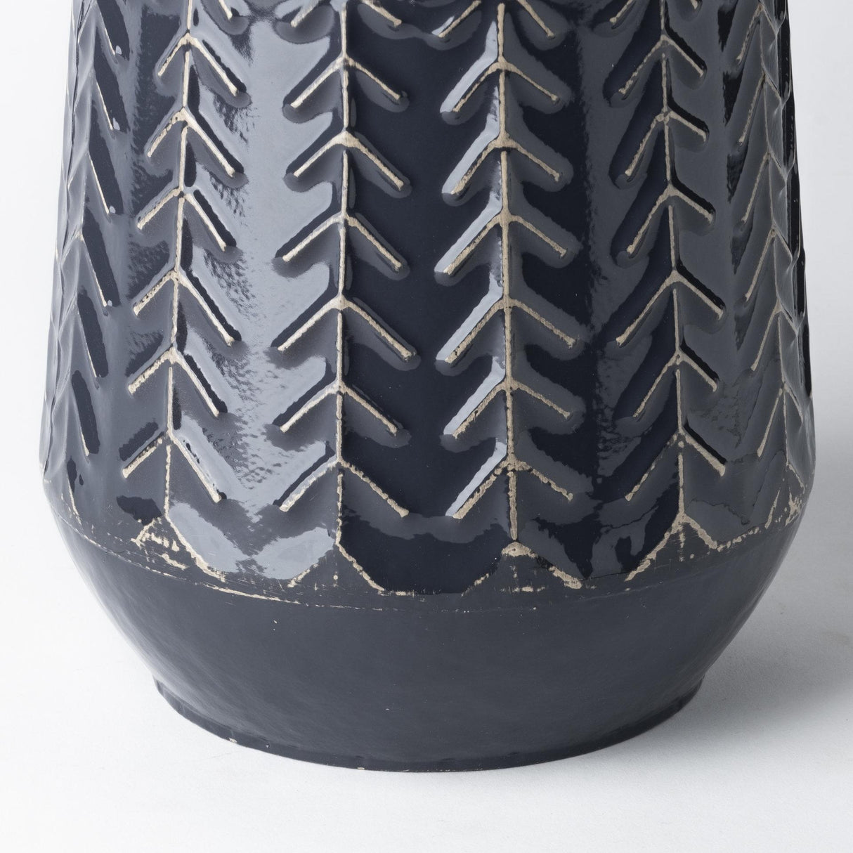 Mercana Gemma I Metal Glossy Dark Blue Chevron Vase