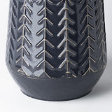 Mercana Gemma I Metal Glossy Dark Blue Chevron Vase