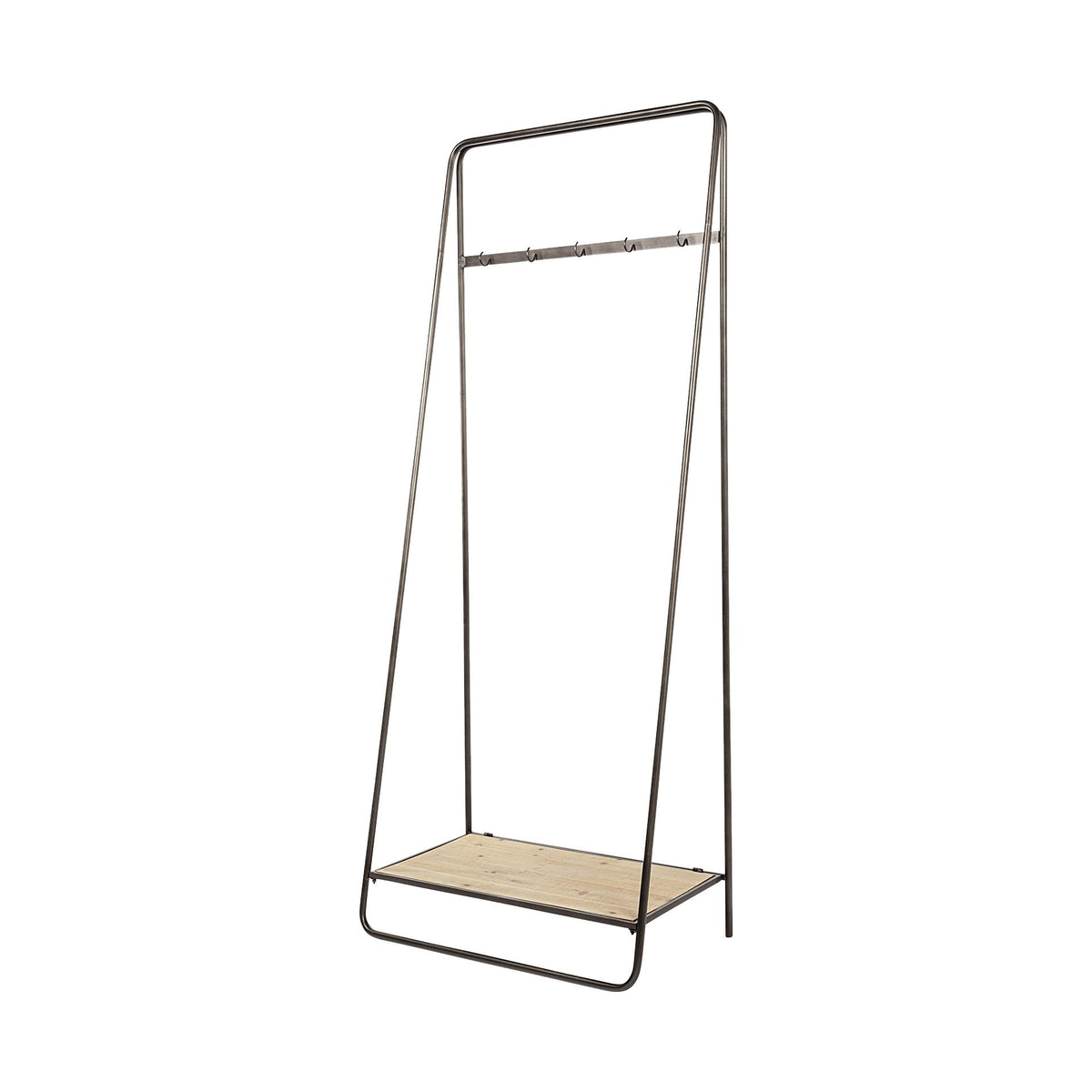 Mercana Carell 31L x 18W Black Metal And Wood Shelf Hall Tree