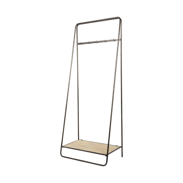Mercana Carell 31L x 18W Black Metal And Wood Shelf Hall Tree