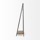 Mercana Carell 31L x 18W Black Metal And Wood Shelf Hall Tree