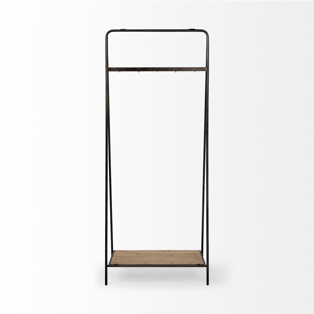 Mercana Carell 31L x 18W Black Metal And Wood Shelf Hall Tree