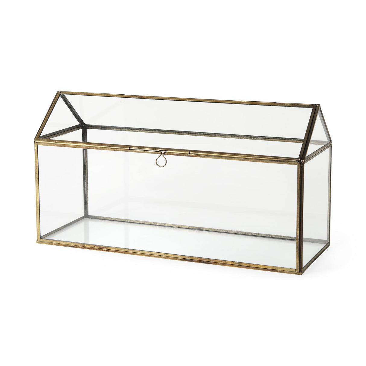 Mercana Hutt 16L x 6W x 9H Gold Glass Terrarium Box