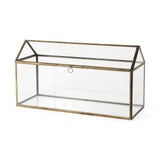 Mercana Hutt 16L x 6W x 9H Gold Glass Terrarium Box
