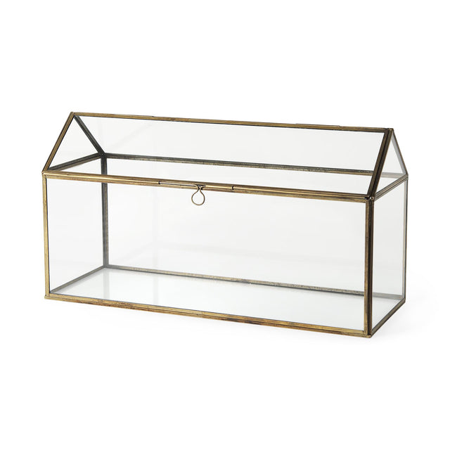 Mercana Hutt 16L x 6W x 9H Gold Glass Terrarium Box