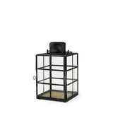 Mercana Gamfield 6.1L x 6.1W x 10.6H Small Black Metal and Glass Lantern