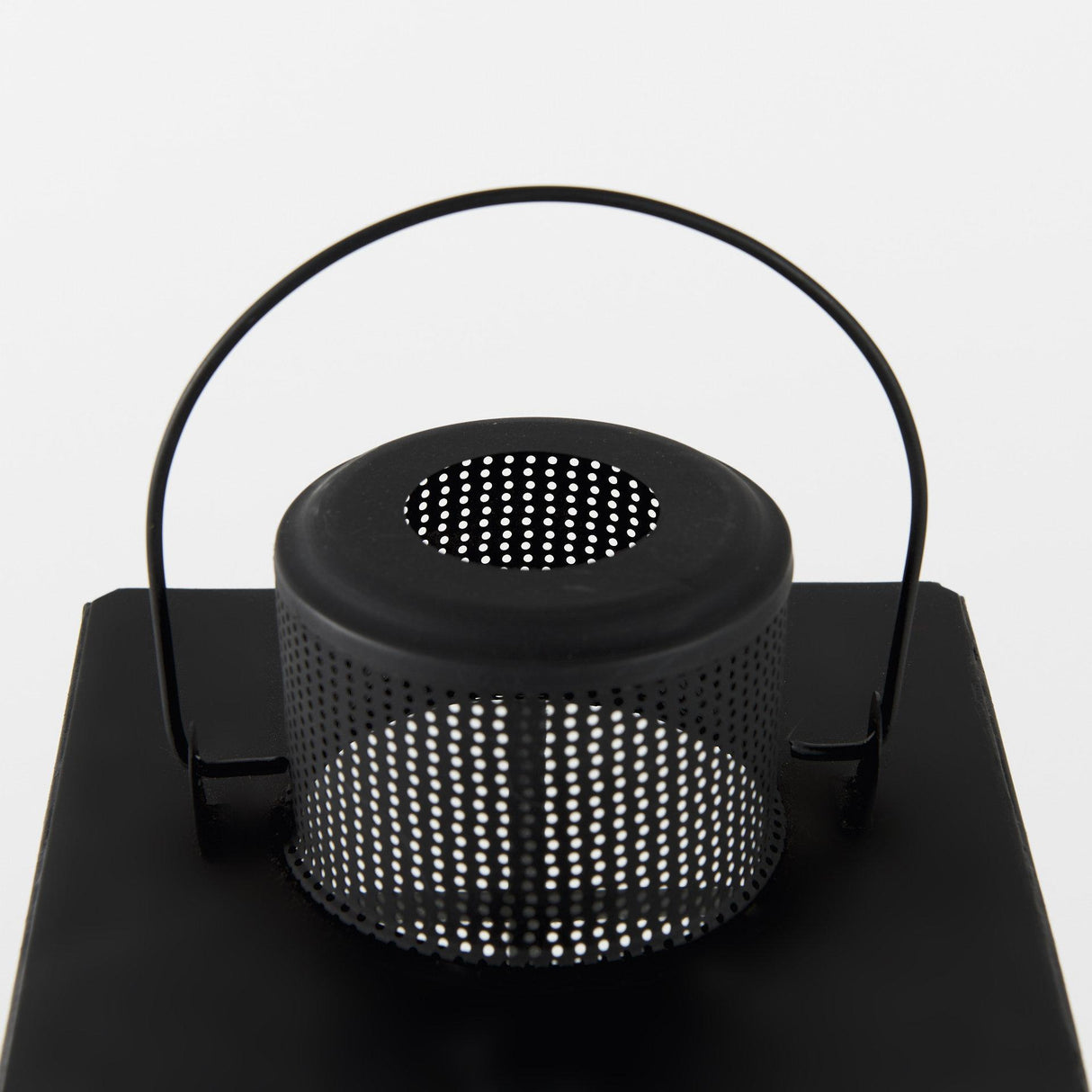 Mercana Gamfield 6.1L x 6.1W x 10.6H Small Black Metal and Glass Lantern