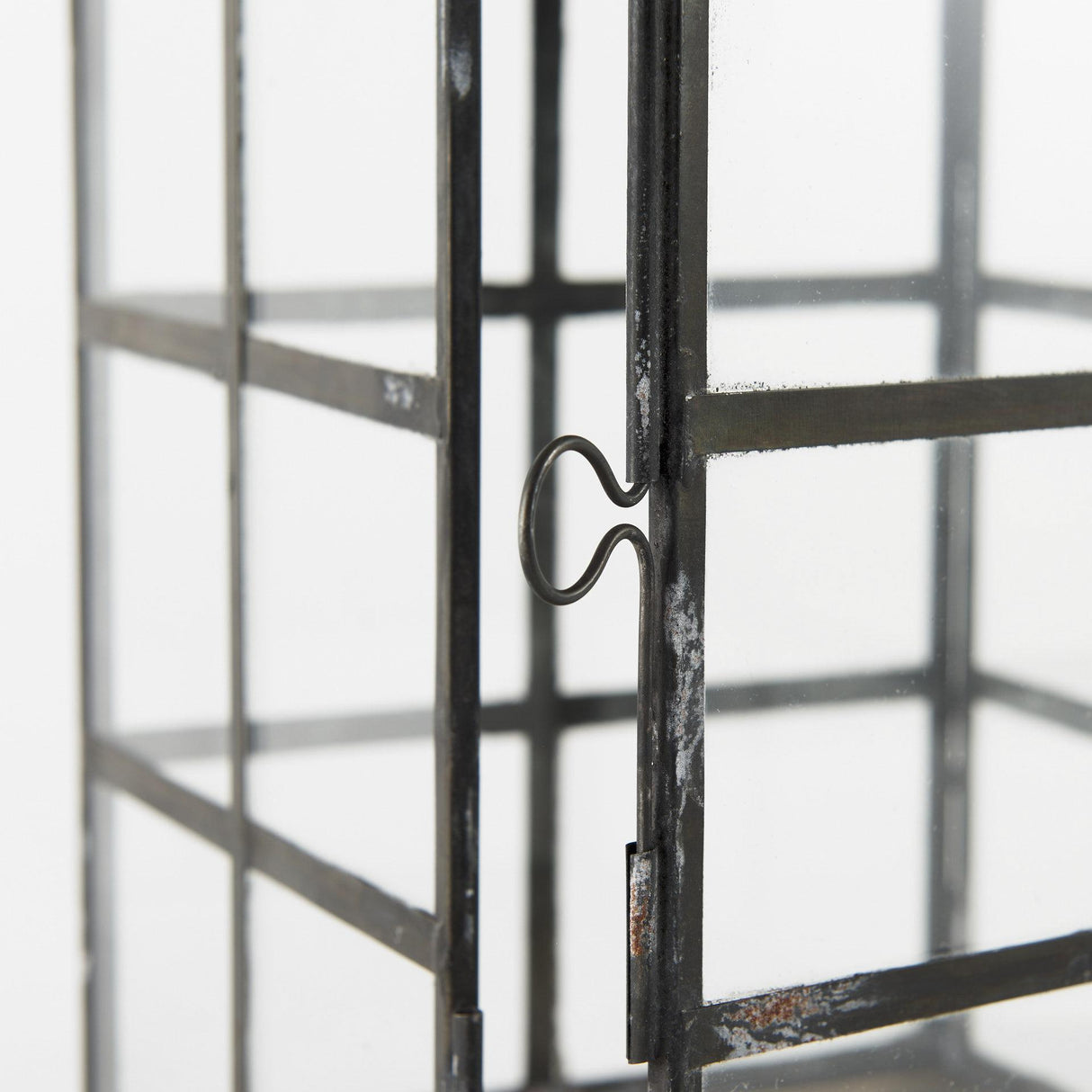 Mercana Gamfield 6.1L x 6.1W x 10.6H Small Black Metal and Glass Lantern