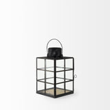 Mercana Gamfield 6.1L x 6.1W x 10.6H Small Black Metal and Glass Lantern