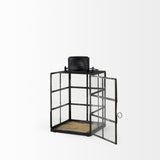 Mercana Gamfield 6.1L x 6.1W x 10.6H Small Black Metal and Glass Lantern