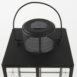 Mercana Gamfield 6.1L x 6.1W x 13.4H Medium Black Metal and Glass Lantern