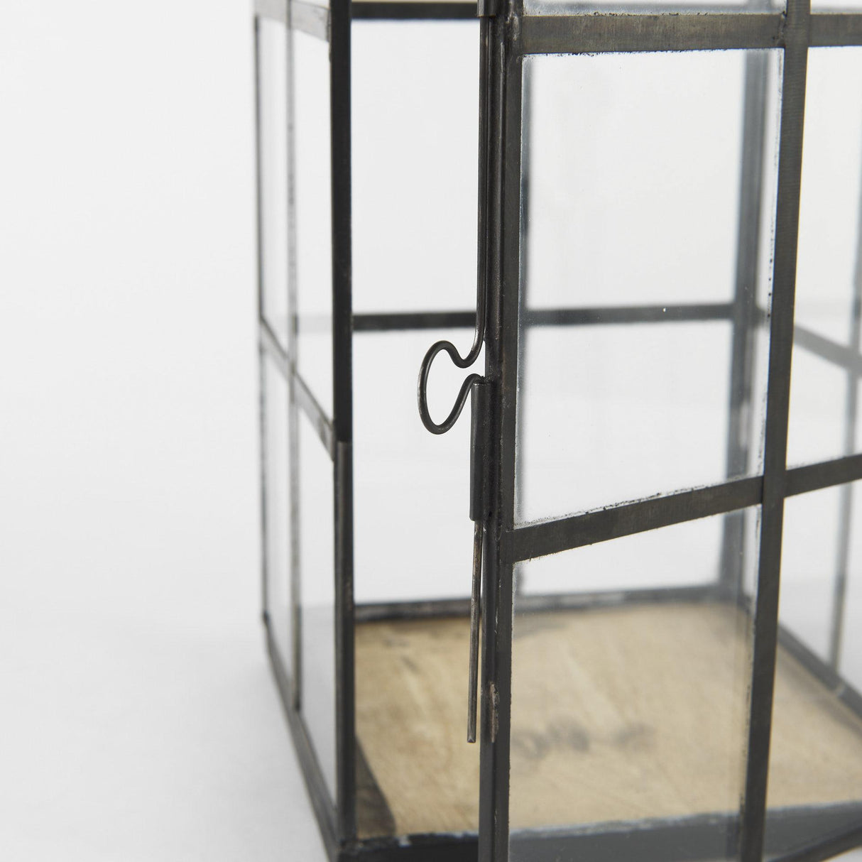 Mercana Gamfield 6.1L x 6.1W x 13.4H Medium Black Metal and Glass Lantern