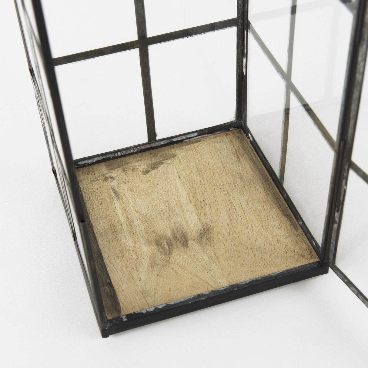 Mercana Gamfield 6.1L x 6.1W x 13.4H Medium Black Metal and Glass Lantern