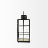 Mercana Gamfield 6.1L x 6.1W x 13.4H Medium Black Metal and Glass Lantern