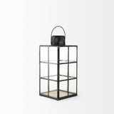 Mercana Gamfield 6.1L x 6.1W x 13.4H Medium Black Metal and Glass Lantern