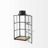 Mercana Gamfield 6.1L x 6.1W x 13.4H Medium Black Metal and Glass Lantern