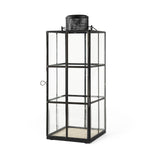 Mercana Gamfield 6.1L x 6.1W x 16.7H Large Black Metal and Glass Lantern