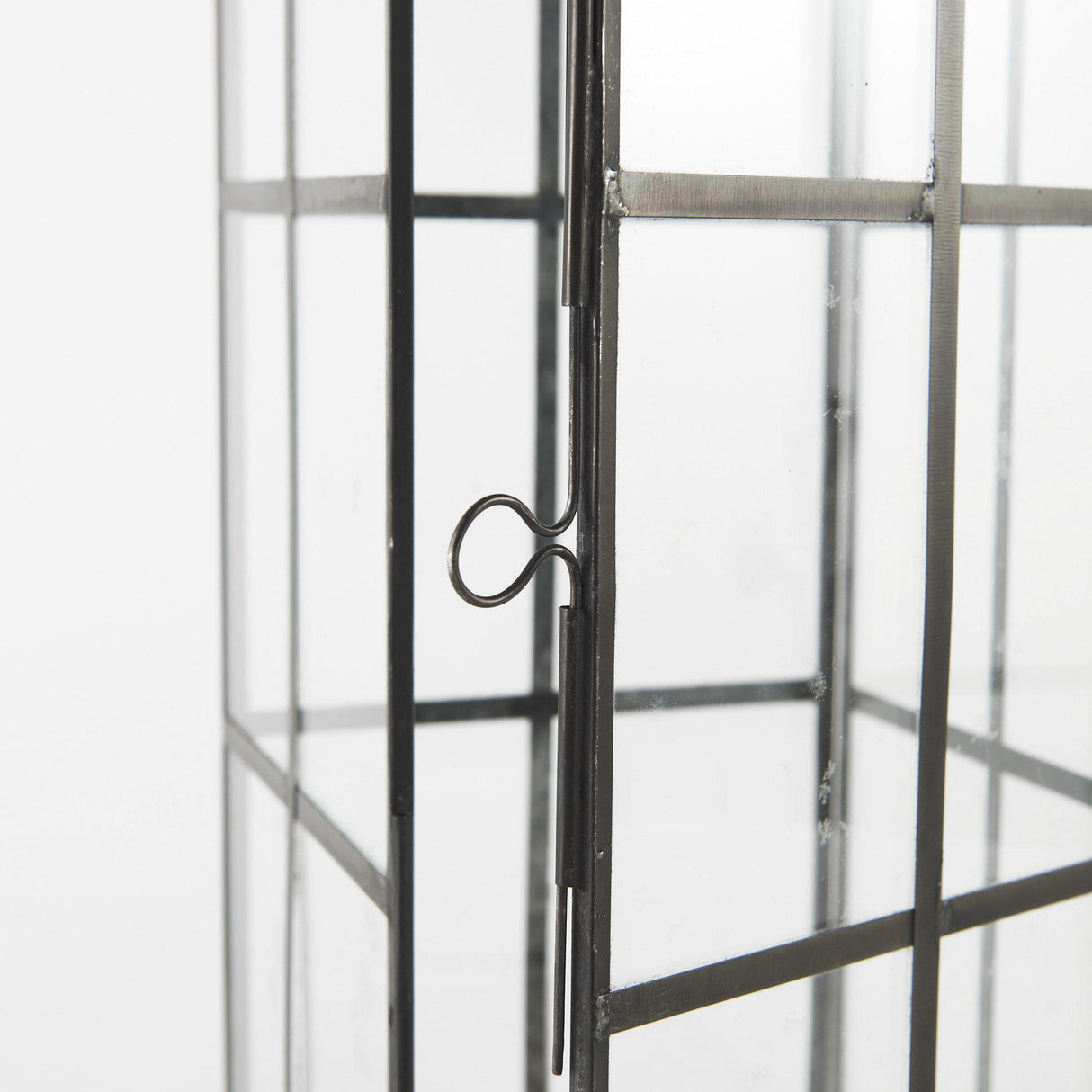 Mercana Gamfield 6.1L x 6.1W x 16.7H Large Black Metal and Glass Lantern