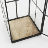 Mercana Gamfield 6.1L x 6.1W x 16.7H Large Black Metal and Glass Lantern