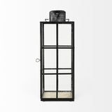 Mercana Gamfield 6.1L x 6.1W x 16.7H Large Black Metal and Glass Lantern