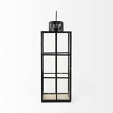 Mercana Gamfield 6.1L x 6.1W x 16.7H Large Black Metal and Glass Lantern