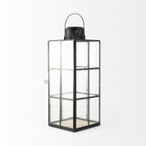 Mercana Gamfield 6.1L x 6.1W x 16.7H Large Black Metal and Glass Lantern