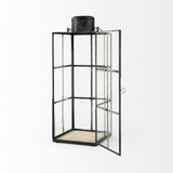 Mercana Gamfield 6.1L x 6.1W x 16.7H Large Black Metal and Glass Lantern