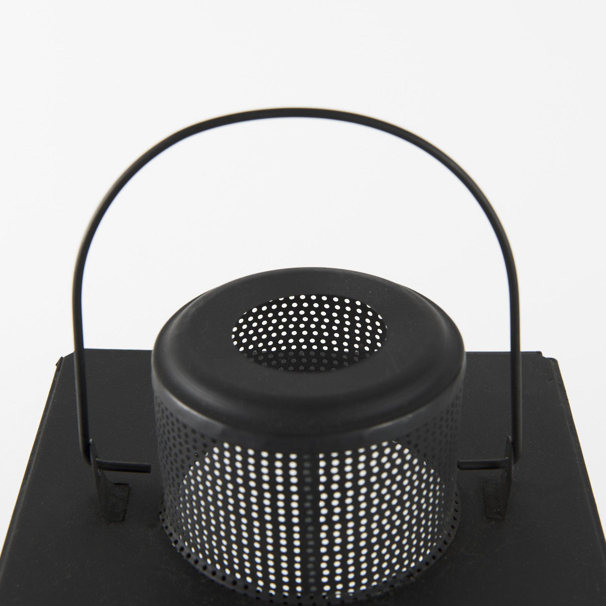 Mercana Gamfield 6.1L x 6.1W x 16.7H Large Black Metal and Glass Lantern