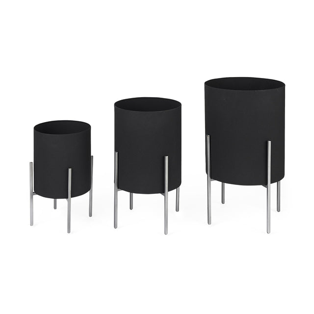 Mercana Claypoole (Set of 3) Black Plant Stands