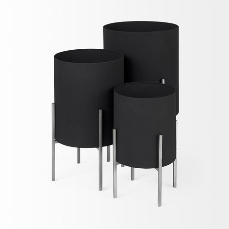 Mercana Claypoole (Set of 3) Black Plant Stands