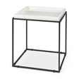 Mercana Nathan II 18" x 20" Square Top White Marble and Black Metal End/Side Table
