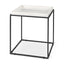 Mercana Nathan II 18" x 20" Square Top White Marble and Black Metal End/Side Table