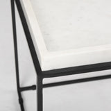 Mercana Nathan II 18" x 20" Square Top White Marble and Black Metal End/Side Table