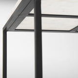 Mercana Nathan II 18" x 20" Square Top White Marble and Black Metal End/Side Table