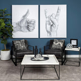 Mercana Nathan II 18" x 20" Square Top White Marble and Black Metal End/Side Table